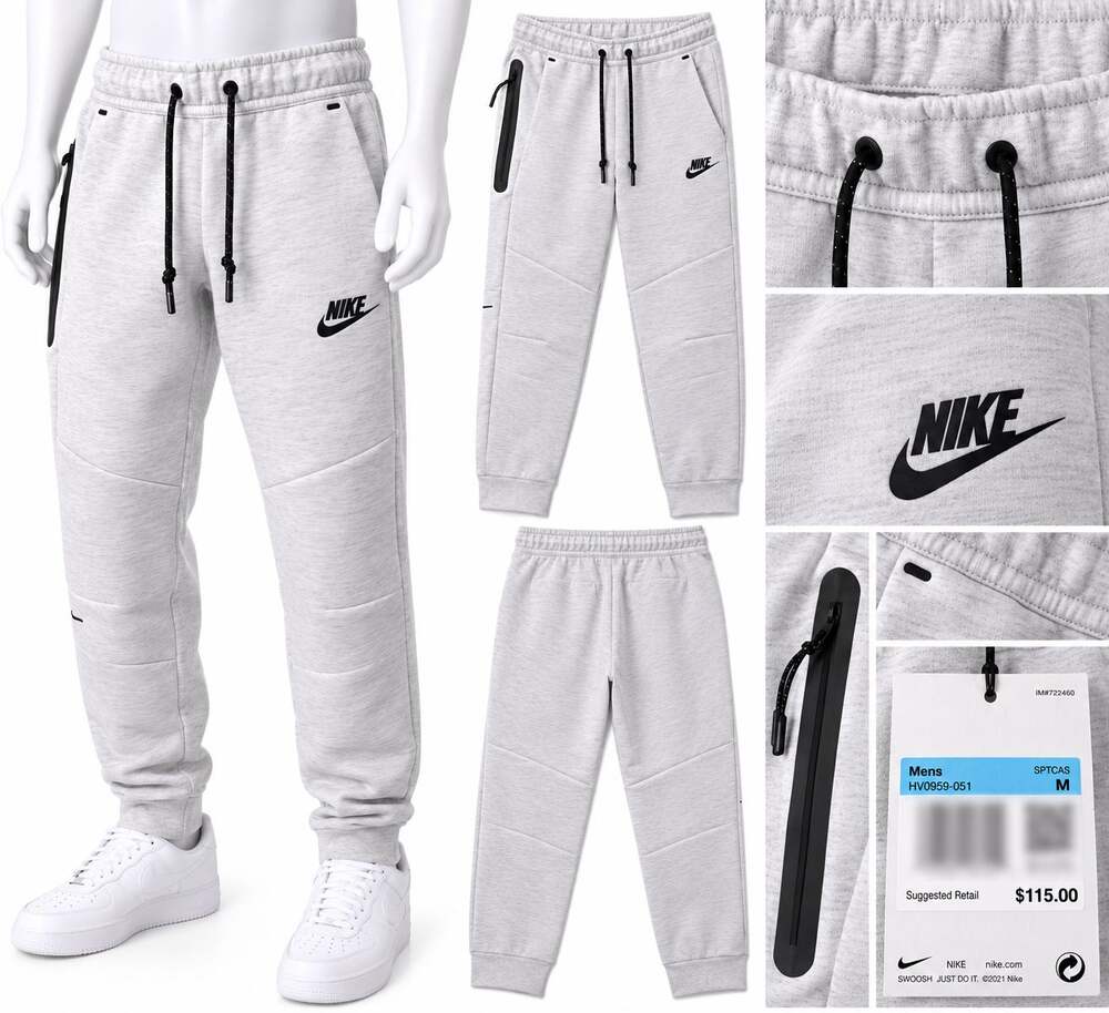 Nike Men’s Tech Fleece Jogger Pants – Light Gray Heather – Size Medium – NWT